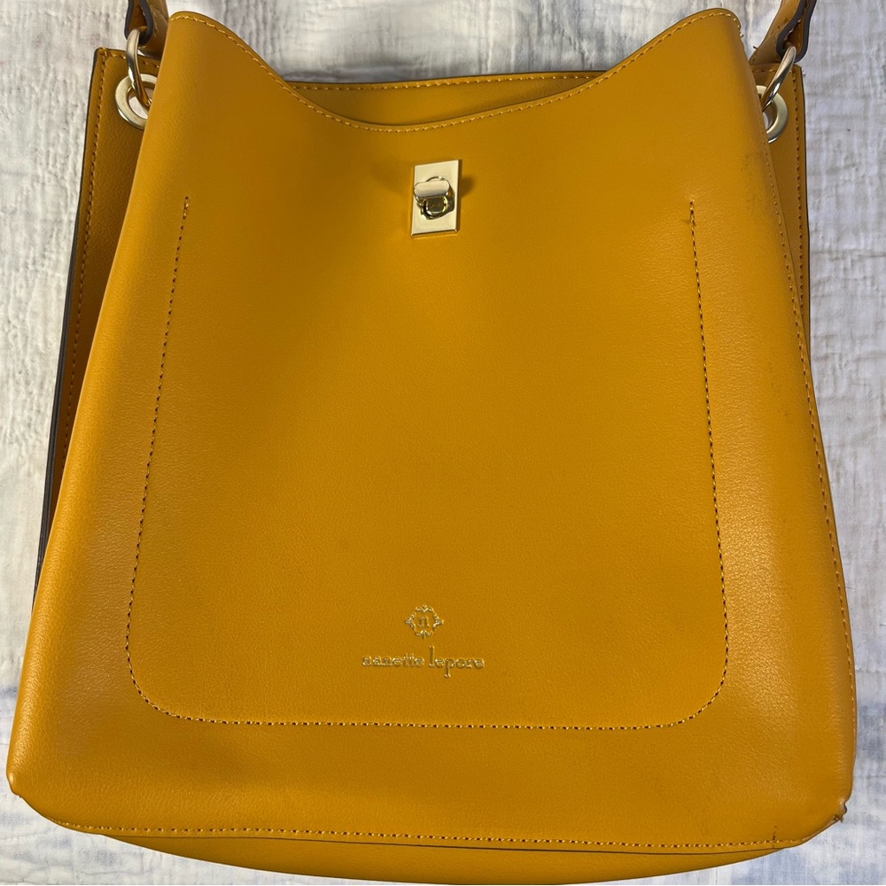 Nanette Lepore Mustard Yellow Bucket Shoulder Bag - Picture 3 of 9